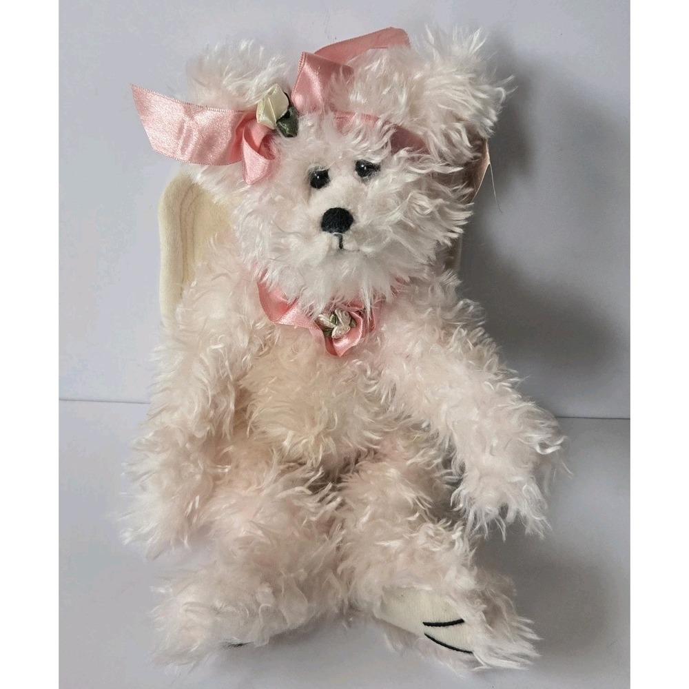 Bearington Collection Pink Charity Bear 13" Angel Wings Plush Stuffed Animal USA